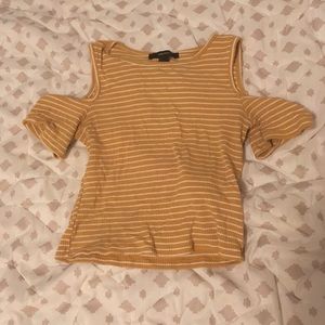 Forever 21 striped crop top stripe yellow white s